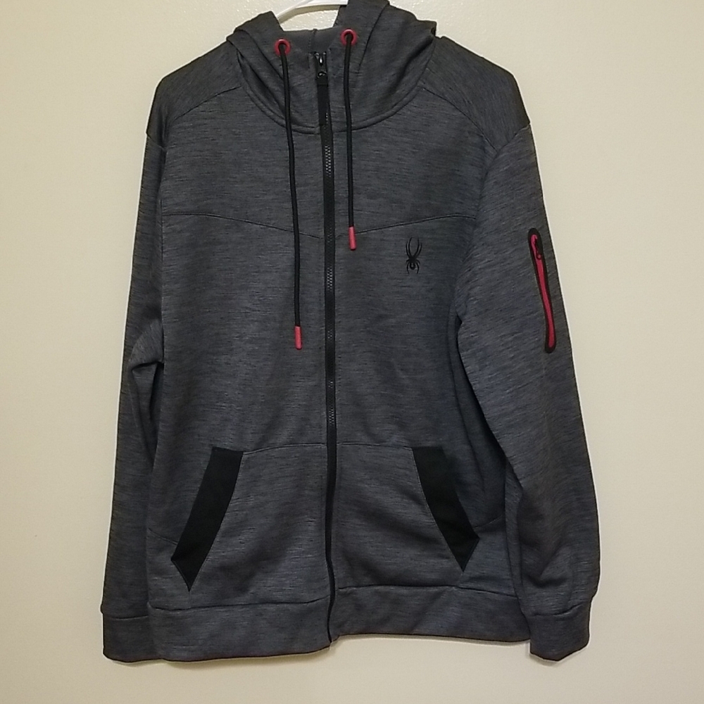 Spyder Active Full Zip Stretch ProWEB Hoodie Activewear Fleece Lined Sweatshirt